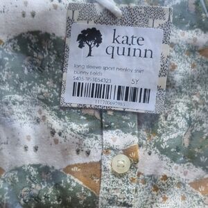 NWT 5Y Kate Quinn Long Sleeve Sport Henley Shirt Bunny Fields Cotton